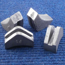 SET OF FOUR Brake Blocks - F1 Cast Iron, tapered face, radiused wheel flange corner, back slotted, 7 1/4"g - 10 1/4" g