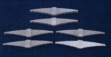 6 Class 40 Dummy Leaf Springs - Aluminum,175mm width, 16mm thick, 30 x 18mm buckle- can be drilled for coil spring, 7 1/4"g 10 1/4" g.